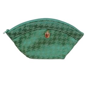 Christian Dior Parfume Beauty Zipper Top Makeup Bag Green Houndstooth